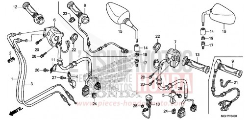 COMMUTATEUR/CABLE/MIROIR (VFR1200X/XA/XL) VFR1200XF de 2015